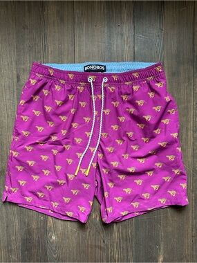Bonobos Men’s Fuchsia Swim Trunks with Tiger Motif